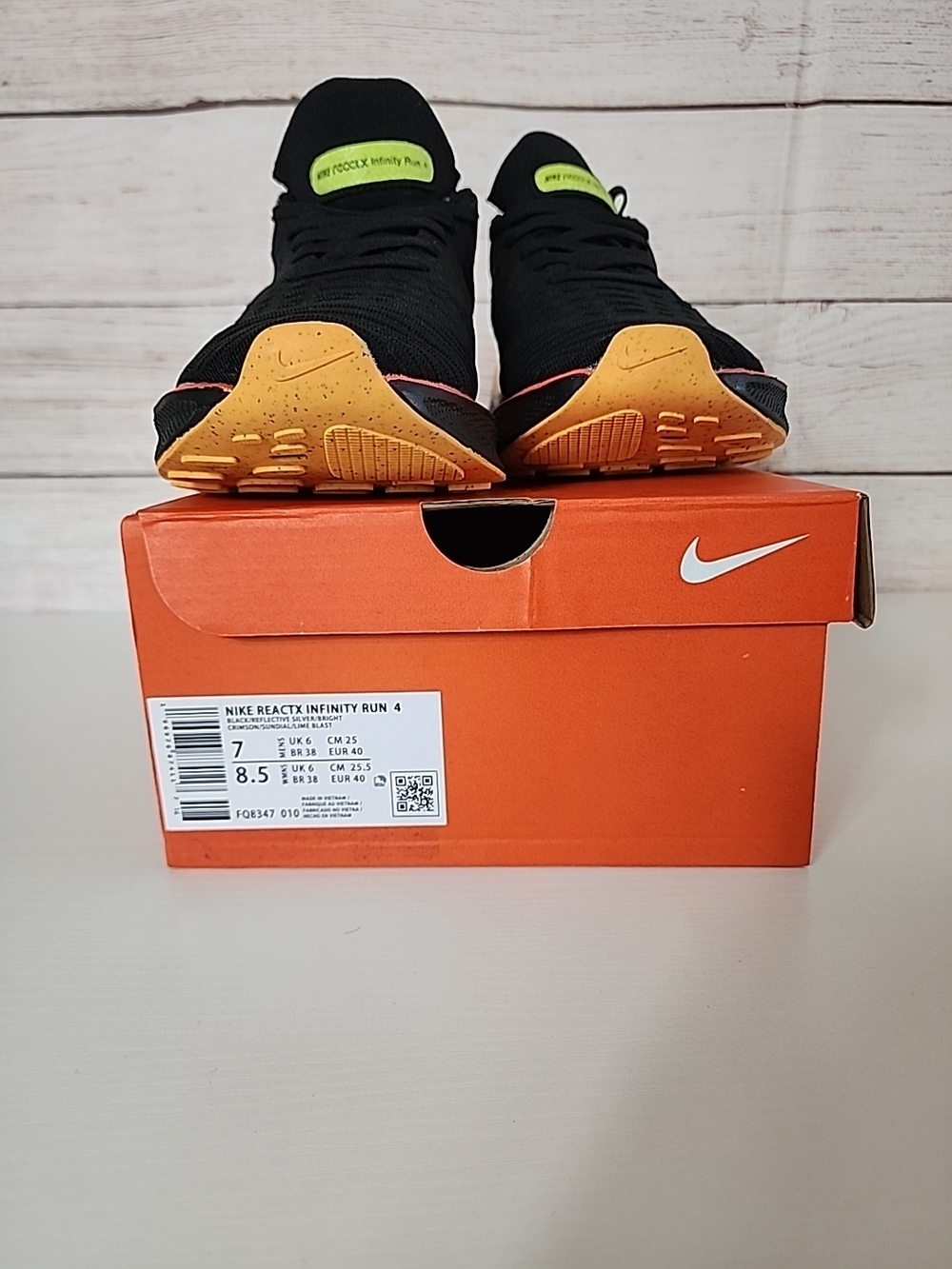Nike Reactx Infinity Run 4 Unisex Black Yellow Orange Running Sneakers Sz M 7 - Picture 3 of 8